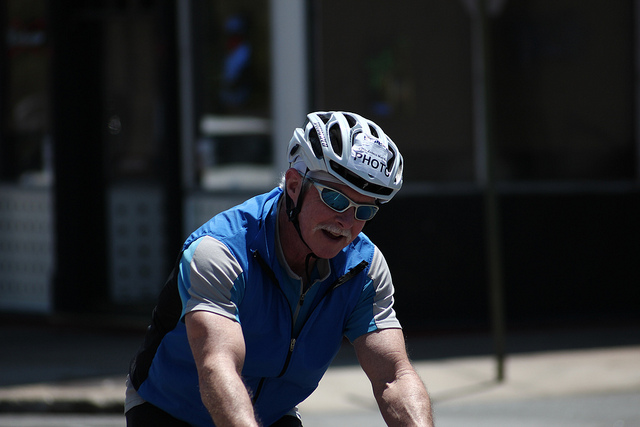 man riding bike